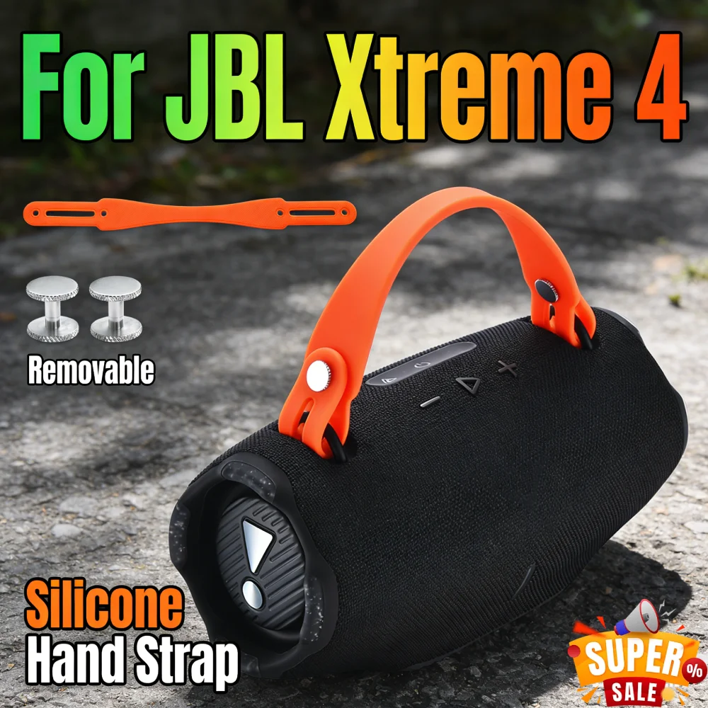 Xingsiyue Cinturino In Silicone Per JBL Xtreme 4/3/2 – Maniglia Antiscivolo Rimovibile, Colori Nero/Blu/Arancione, Con Viti In Alluminio