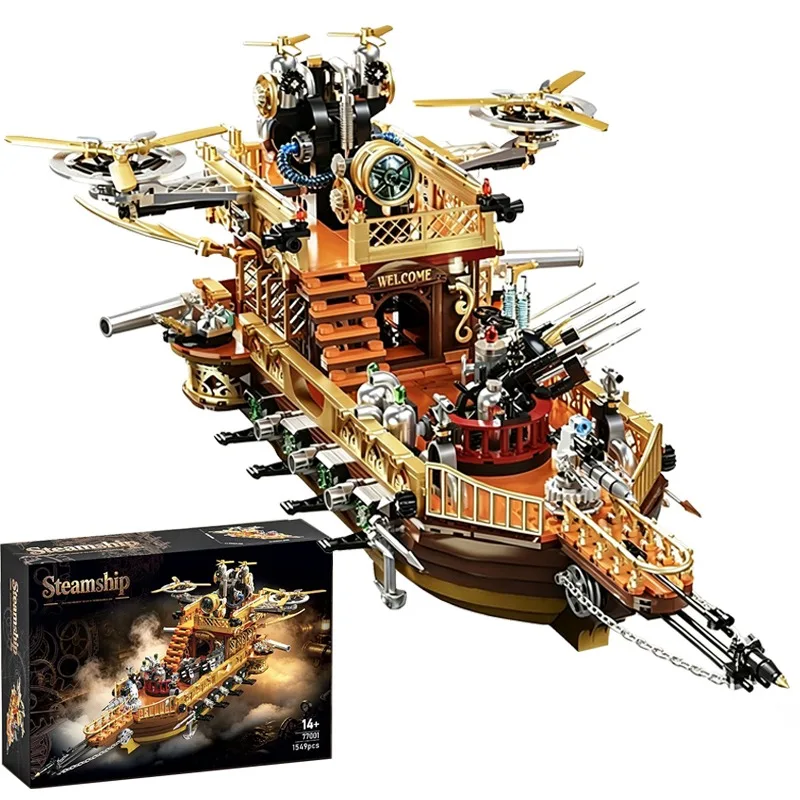1549PCS Creative Vintage Steam Spacecraft Model Building Blocks Construction Bricks Toy The Perfect Gift For Family Friends