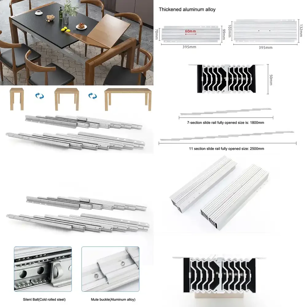 

Qwinn 2026-Aluminum Alloy Hidden Folding Table Rails 1.8M/2.5M Telescopic Multi-section Flat Push Folding Hardware