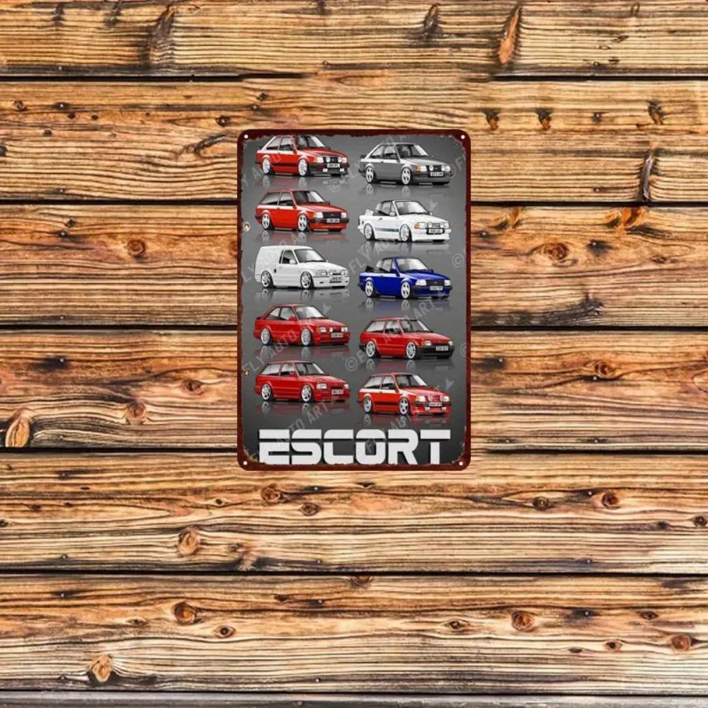 2D Flat Classic Car Decor Vintage Bodyguard Car Model Aluminum Plaque Durable Garage Wall Art for Car Enthusiasts Collectors