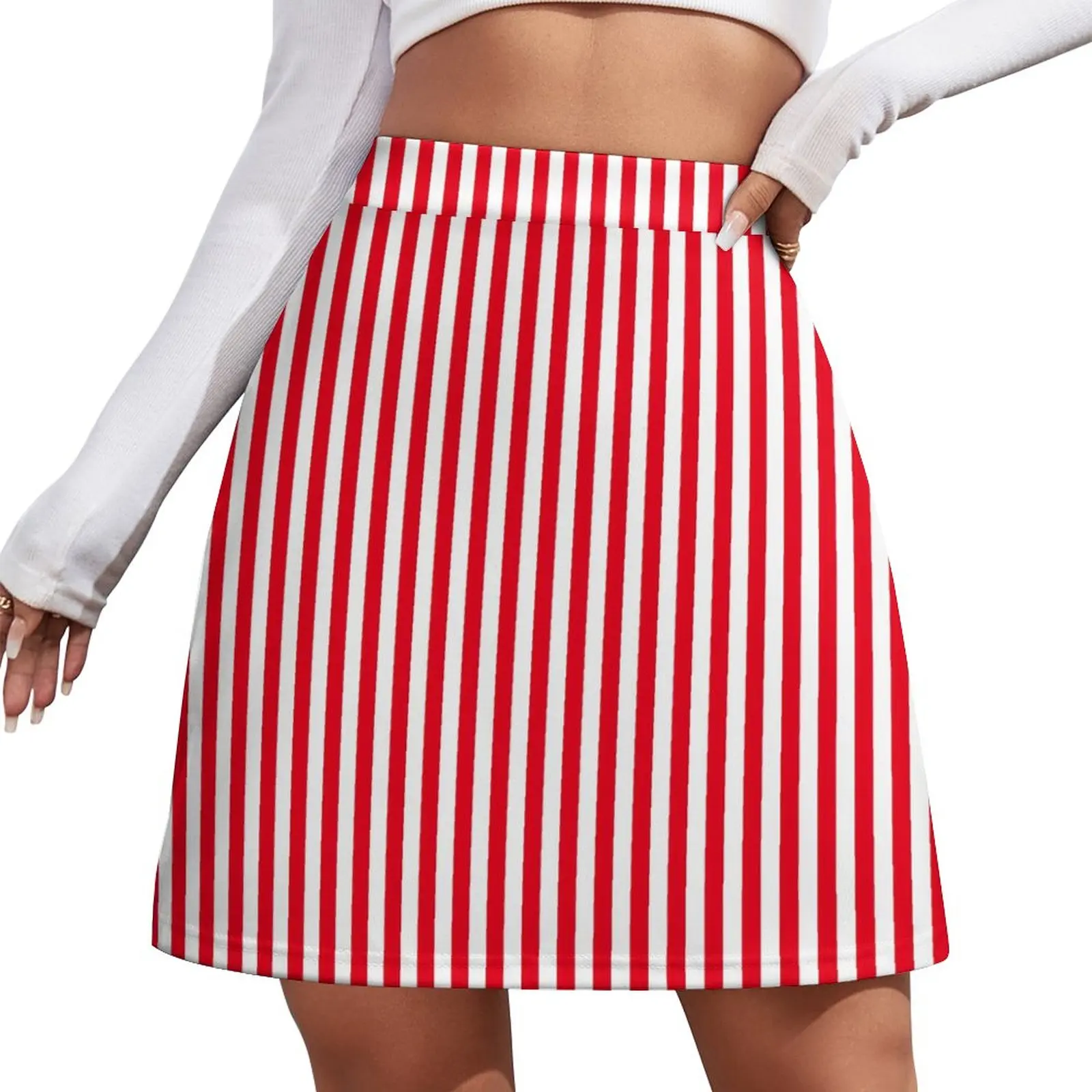 

Candy Striped Skirt Woman Red And White Cute Mini Skirts High Waist Pattern Y2K Casual Skirt Big Size 3XL 4XL