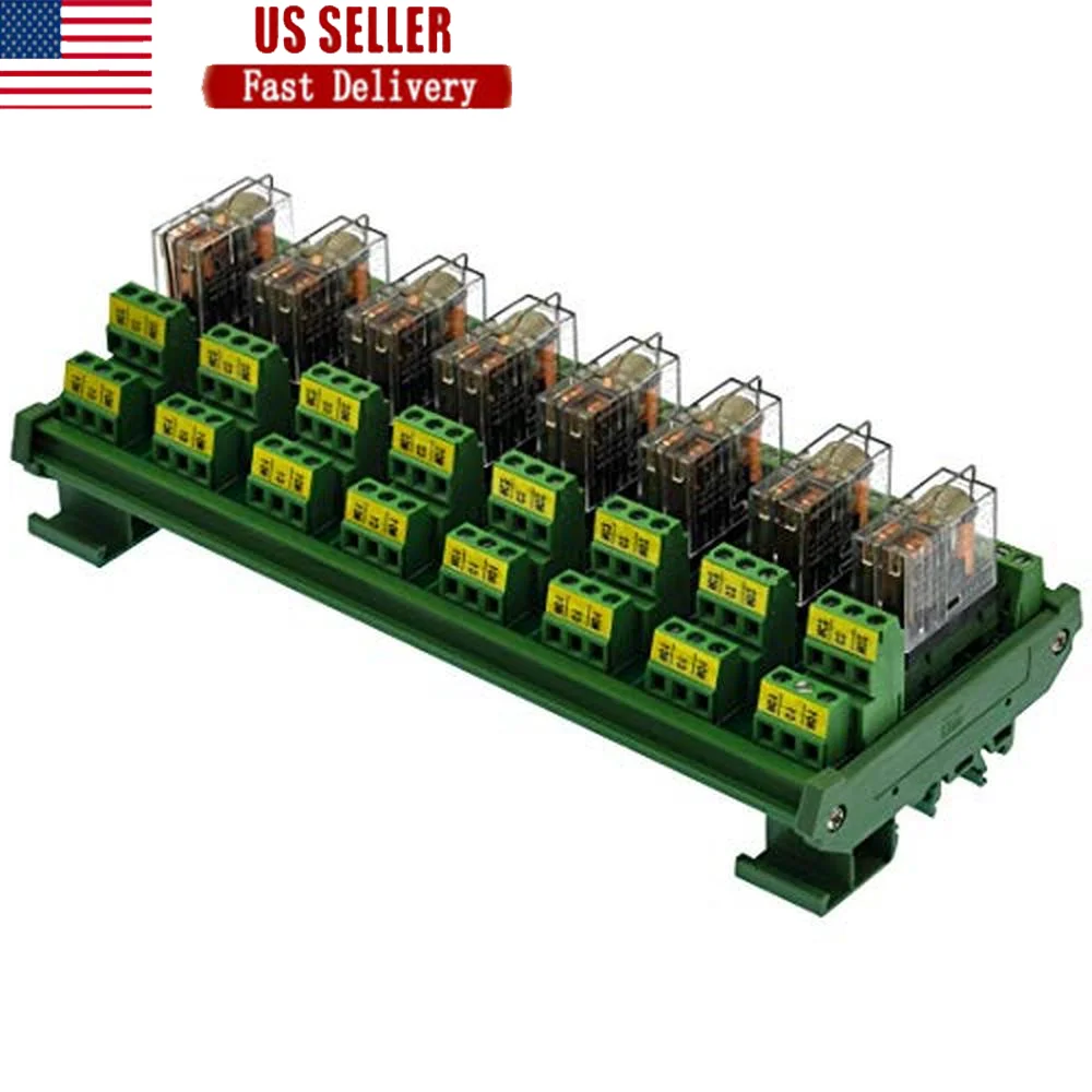 DIN Rail Mount DPDT 5A Power Relay Module AC/DC 12V Pluggable Socket Contact Material Brass 5Amp Current Rating Screw Connector