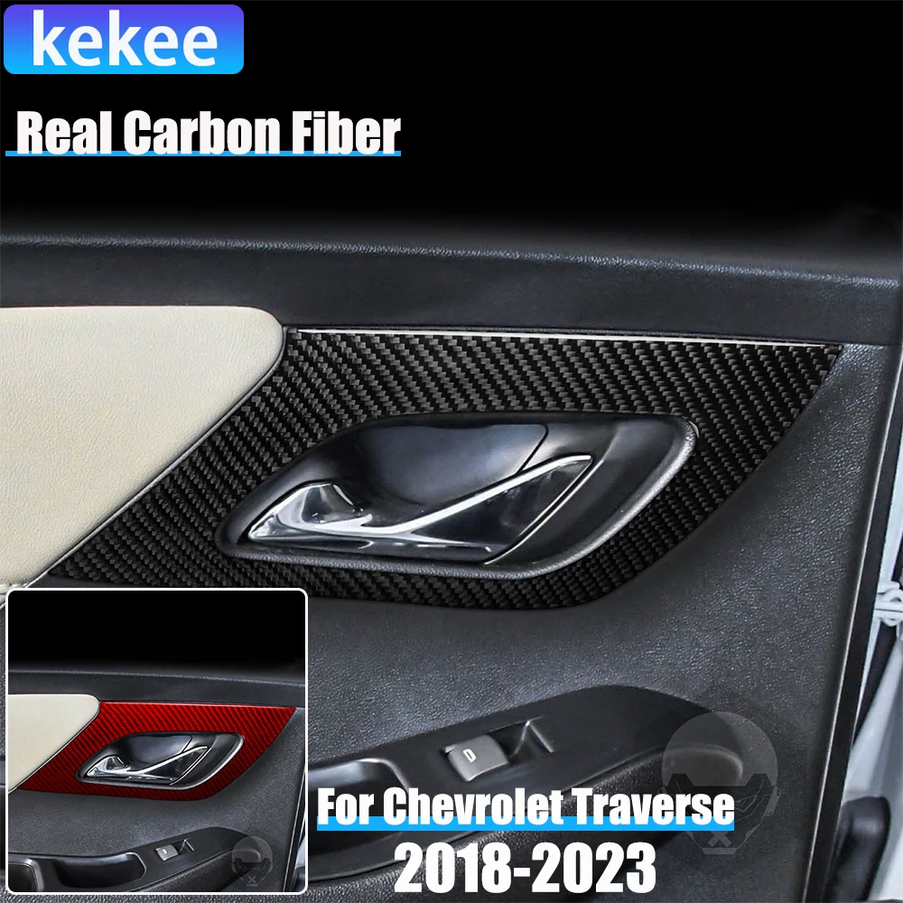 

Real Carbon Fiber Car Accessories Rear Door Handle Cover Soft Sticker For Chevrolet Traverse RS LT 2018 2019 2020 2021 2022 23