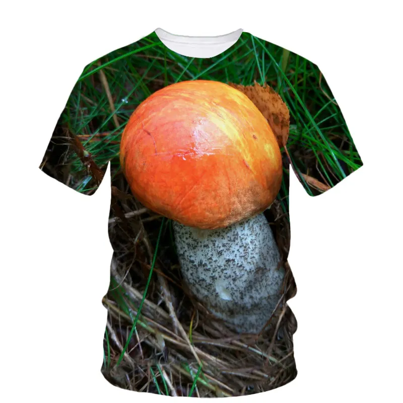 Letnie grzyby 3D Print t-shirty Streetwear moda męska Casual ponadgabarytowe O-Neck koszulka z krótkim rękawem Tees topy odzież