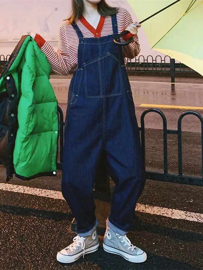 

Винтажные джинсовые комбинезоны, женские весенне-осенние новые утягивающие цельные брюки больших размеров, модный и молодежный дизайн