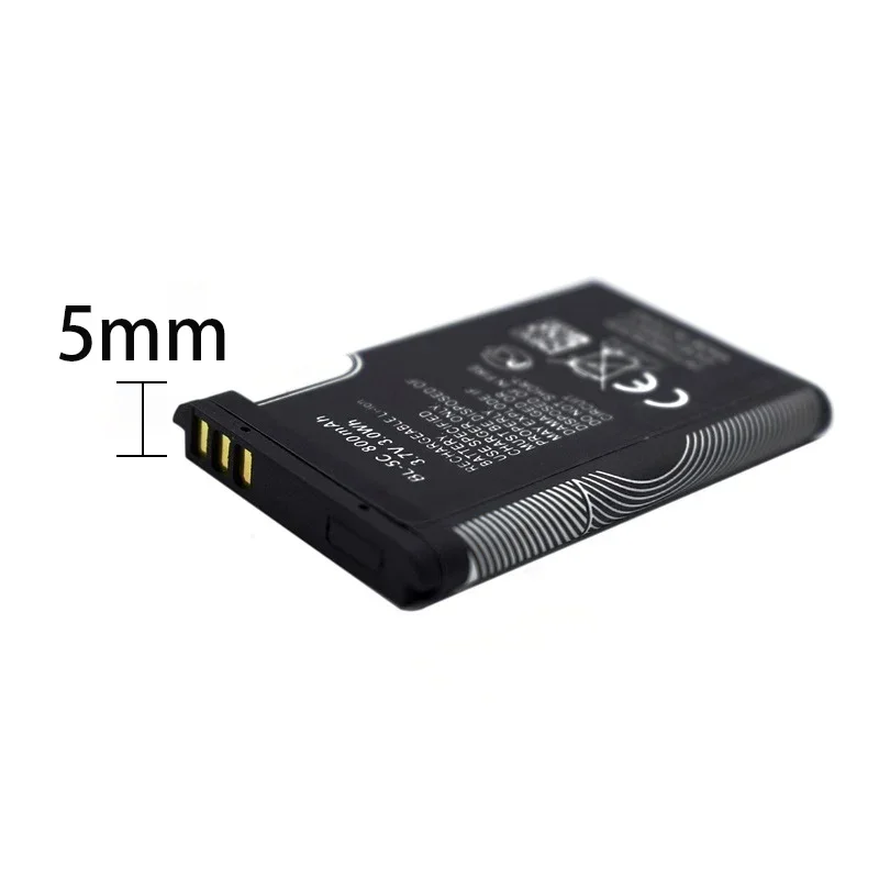 Batería de 1020mAh para Nokia BL-5C 1100 6230 6600 1108 1112 1200 N70 N91 N-Gage, reemplazo con cargador 3