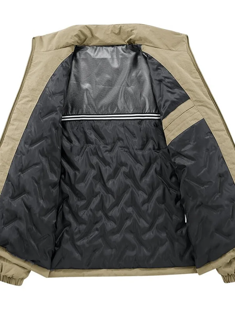 Autumn and Winter Fashion Solid Color Thick Warm Cotton Jacket For Men's Casual Loose Sports Plus Large Size High-Quality Jacket
