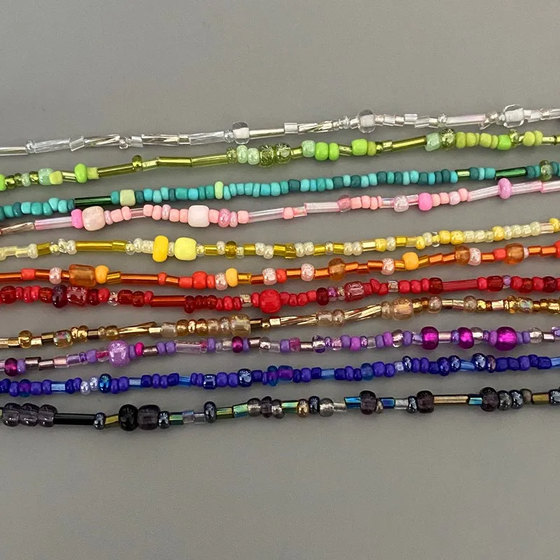 1 pc Irregualr Glasses Beads Choker Necklace for Women Fashion Trendy Popular Short Neck Jewelry Colorful Necklace  Wholesale