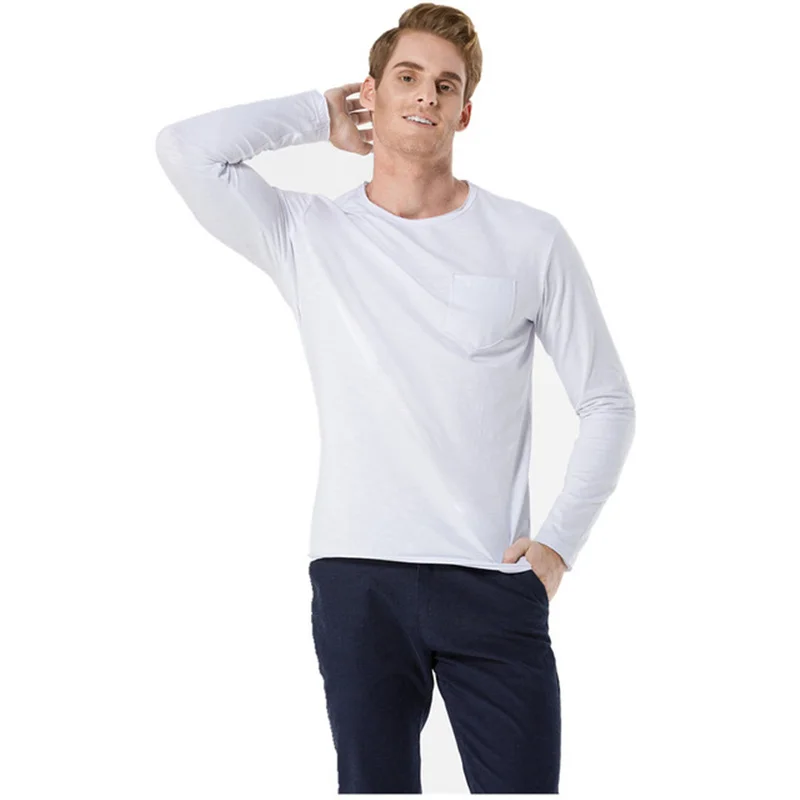 

ICPANS Cotton Undershirts Long Sleeve Underwear men Black White Undershirt V Neck Spring Autumn Tees Top