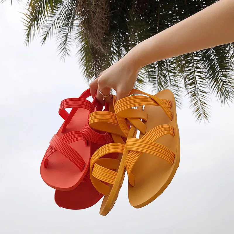 2023 Summer New Magic Variable Beach Shoes Women's Transformed Disassembling Installing Sandal Candy Color Flat Jelly Shoes