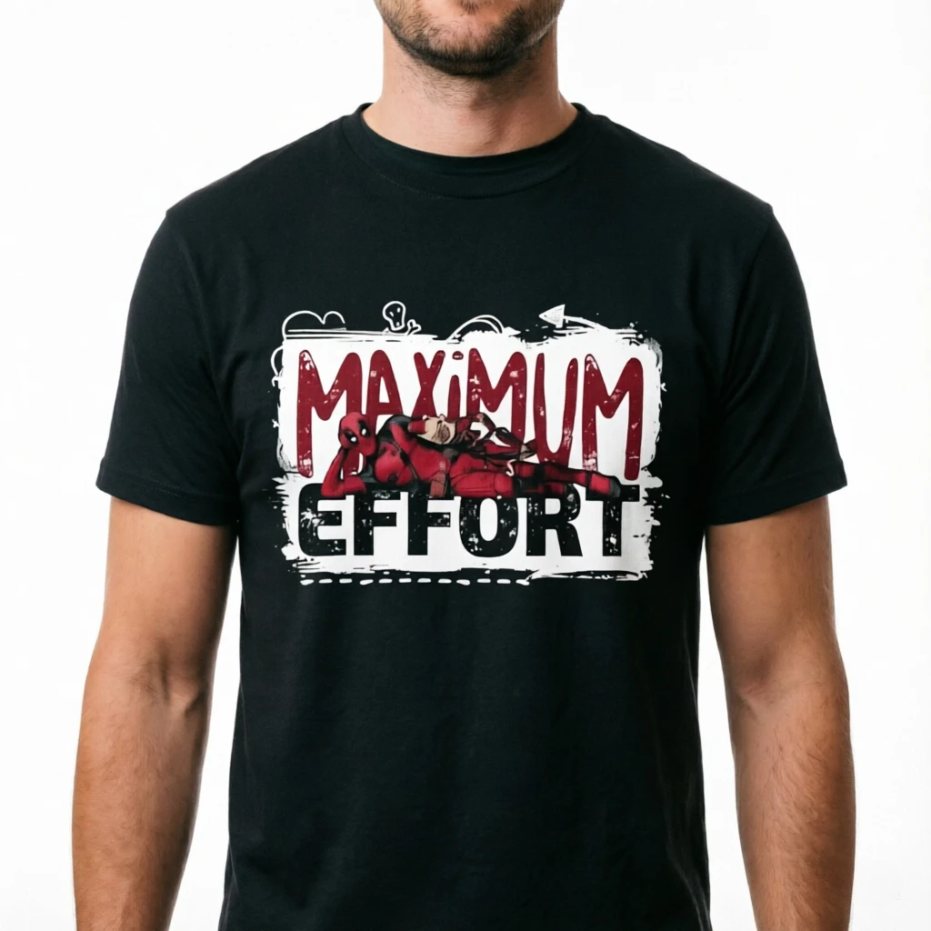 Camiseta estilo cómic de Marvel Deadpool, camiseta divertida de algodón para hombre con la inscripción Maximum Effort