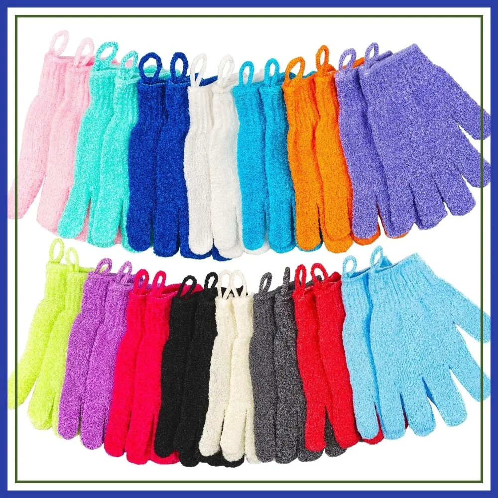 

30 Pcs Exfoliating Gloves for Shower, 15 Colors Body Scrubber with Hanging Loop, Exfoliate Dead Skin for Women Men