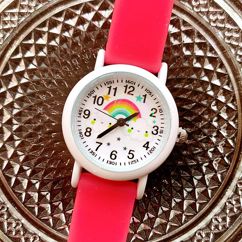 New fashion rainbow cloud luminous silicone strap children\'s watches cute cartoon quartz watch girls watch wholesale