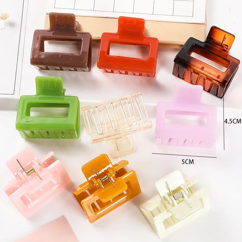 Cande Color Ins Acrylic Hair Accessories Simple Hollow Square Grabbing Clip Back Head Plate Hair Claw Bath Clip for Women 5cm