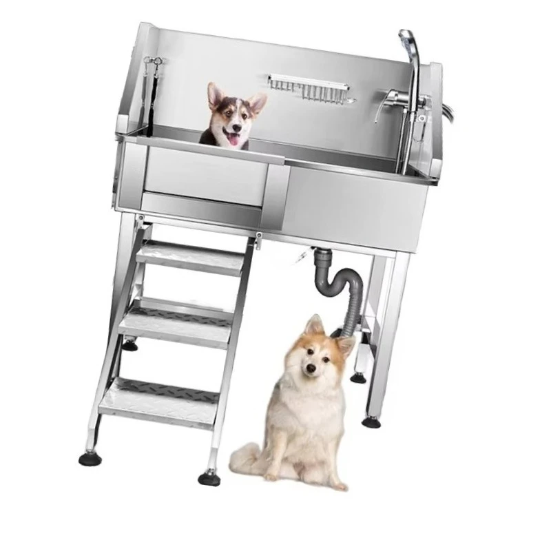 Eco-friendly Stainless Steel Pet Grooming Bath Tub: Easy Access Mobile Dog Cleaning Supplies For Pet Supplies