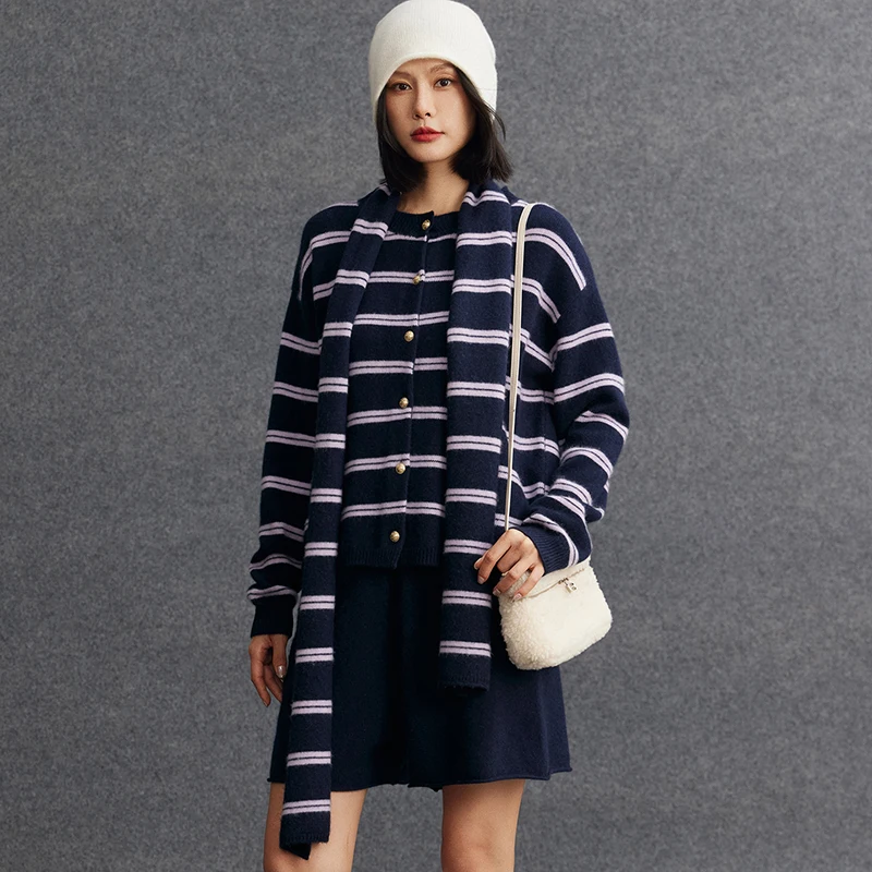 

100% Cashmere Scarf For Women Autumn Winter Soft Comfy Long Scarf Shawls Cashmere Knitwear High Quality Wraps Striped Scarf Top