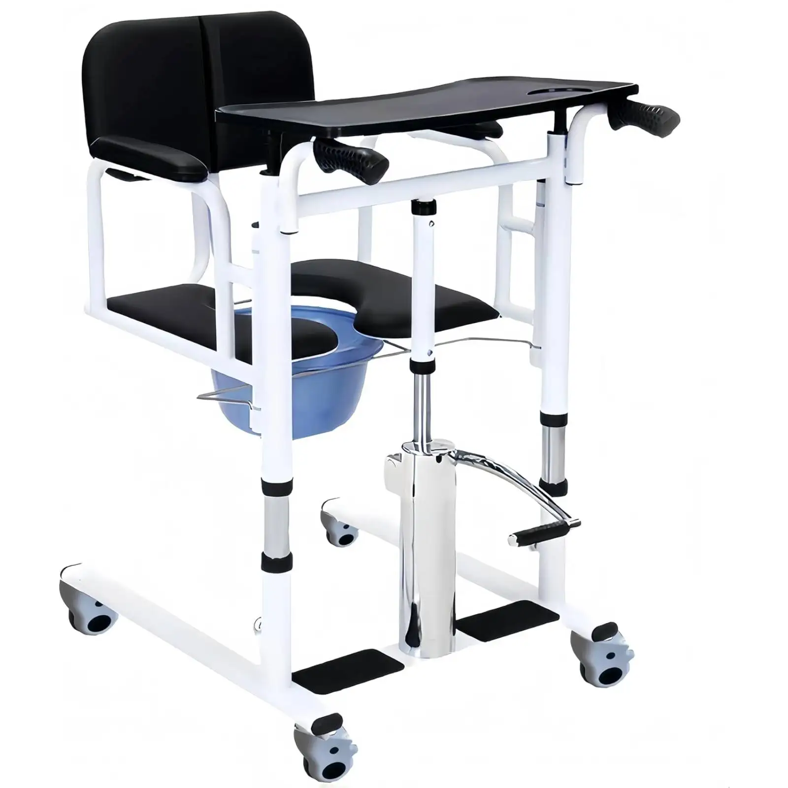 

Bed To Toilet Transfer Lifting Chair with Caster Hydraulic Commode Wheelchair with Chamber Pot Anti-Slip for Elderly & Household