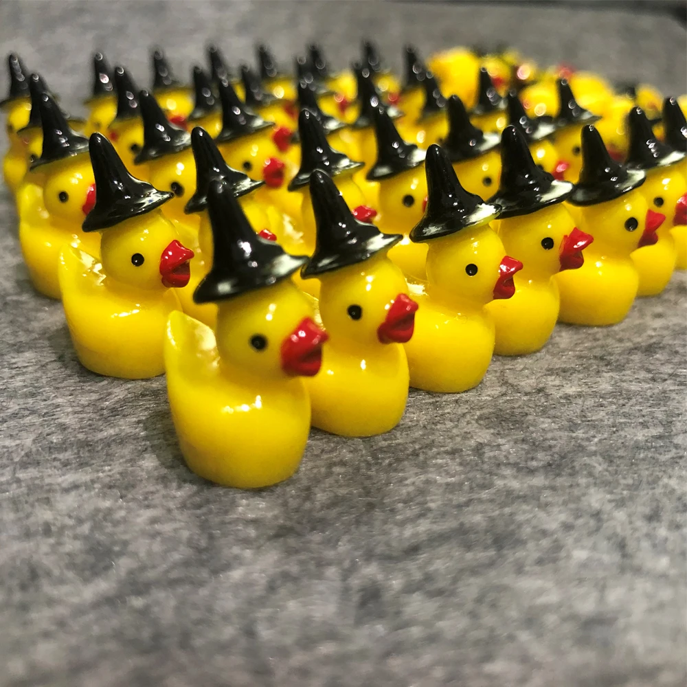 Mini Resina Halloween Witch, Miniaturas Hat Duck, Tiny Fairy Garden Ornament, Micro Paisagem, DIY Craft Decoração, 5 pcs, 10pcs