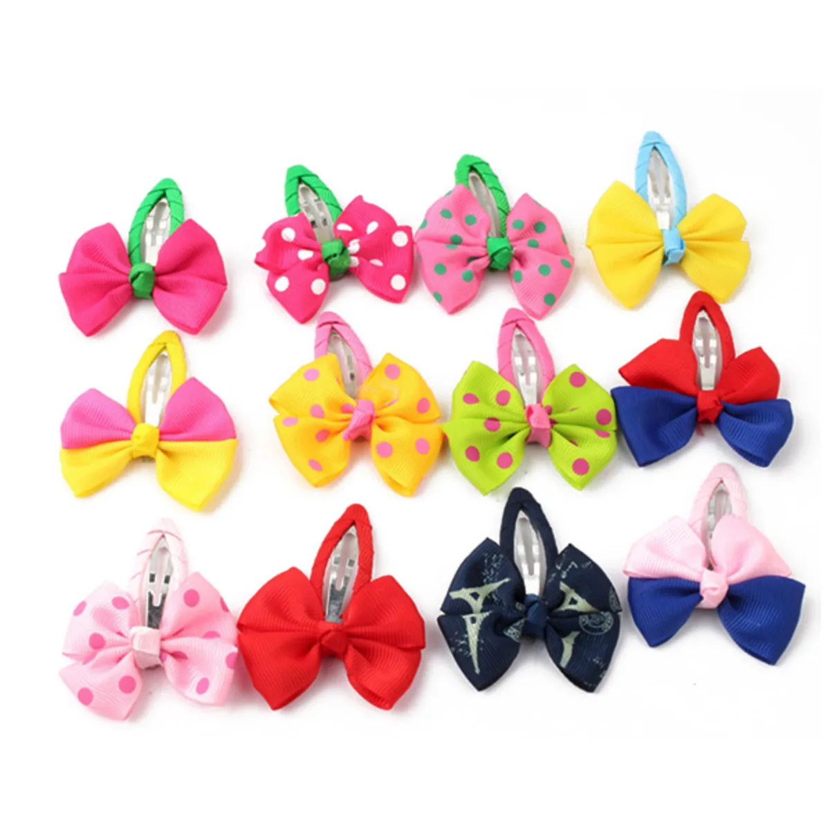

12pcs Children Snap Bowtie Hair Clips 0Val Hair Grip Bow-Knot Hairpin For Girls Baby Headbands Hats Bags Accessory