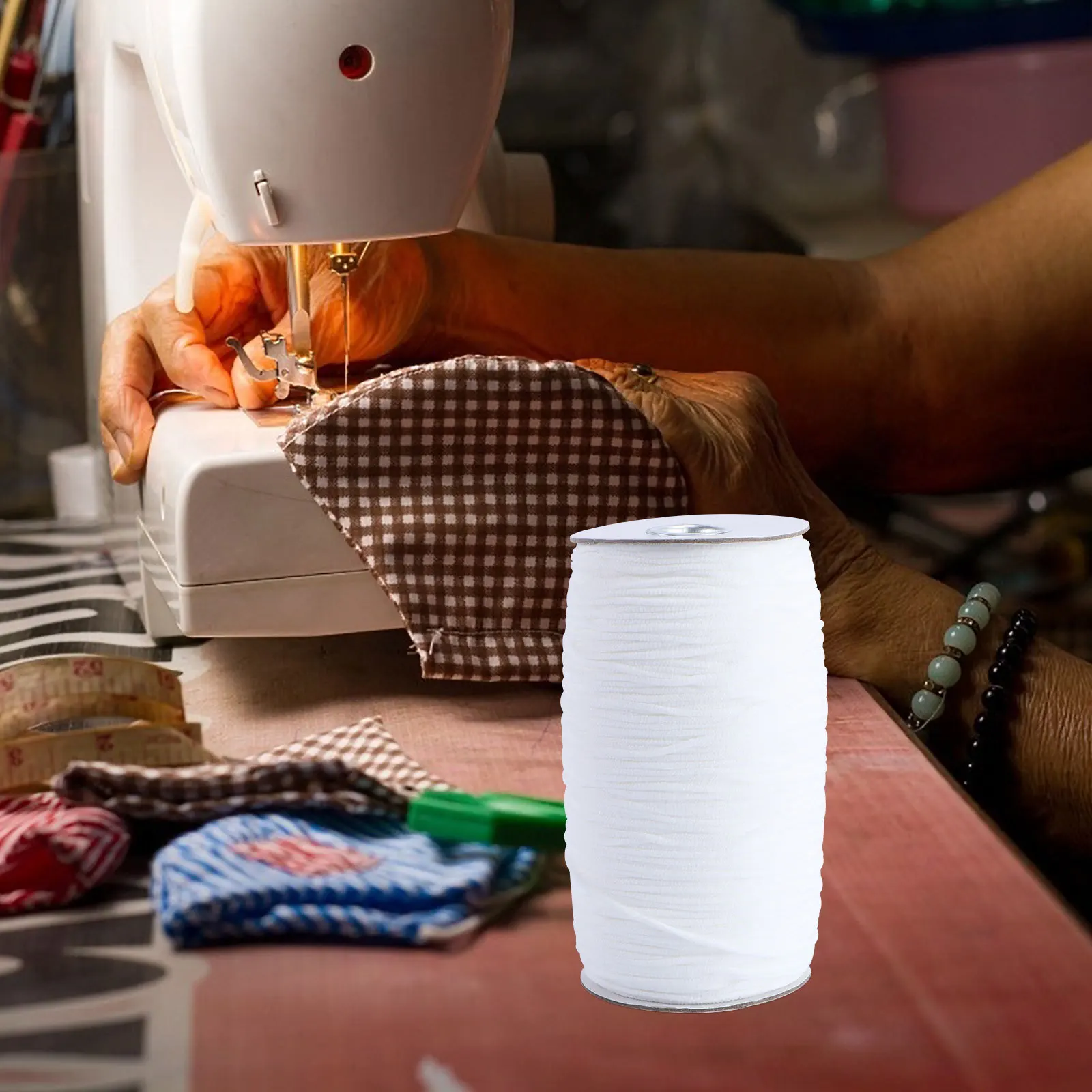 

1 Roll 180M 4Mm White Flat Elastic Ribbon For Diy Sewing Crafting Apparel Costume Making Stretch Band Polyester Clothing