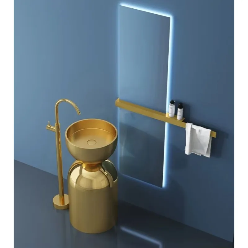 Modern Anti Skirt Basin Stainless Steel Nordic Column Sink Bathroom Sink