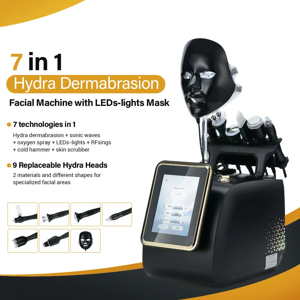 New 7 In 1 Hydra Beauty Oxygen Facial Machine Hydra Peeling Deep Cleansing Blackhead Removal Diamond Dermabrasion Machine F