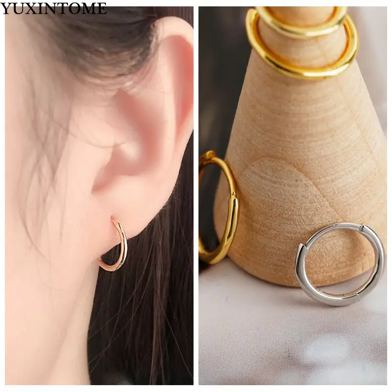 

6mm/8mm 925 Sterling Silver Ear Needle Simple Hoop Earrings Round Silver Gold Earrings For Women Minimalist Versatile Earrings