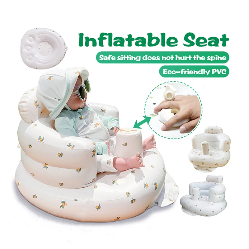 Baby Inflatable Chair Soft PVC Children Sofa Baby Learn Training Seat Bath Chair Portable Blow Up Infant Stool Built in Air Pump