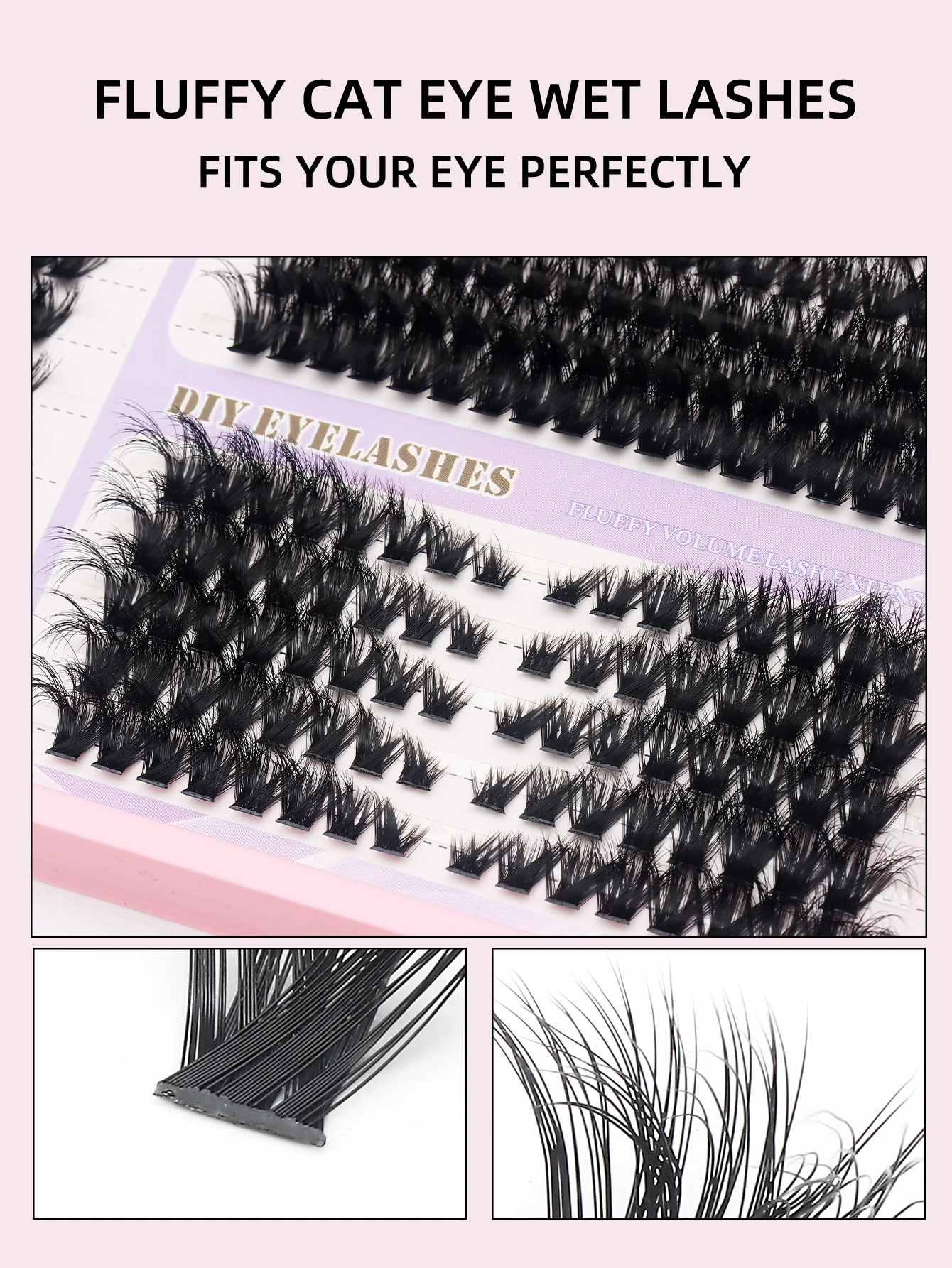 DINGSEN 20 Reihen Flauschige Cluster-Wimpern 100D Dicke Gemischte Bündel DIY-Kit Einzelne Wimpern Volumen Wispy Lash Wimpernverlängerung – Detail 5