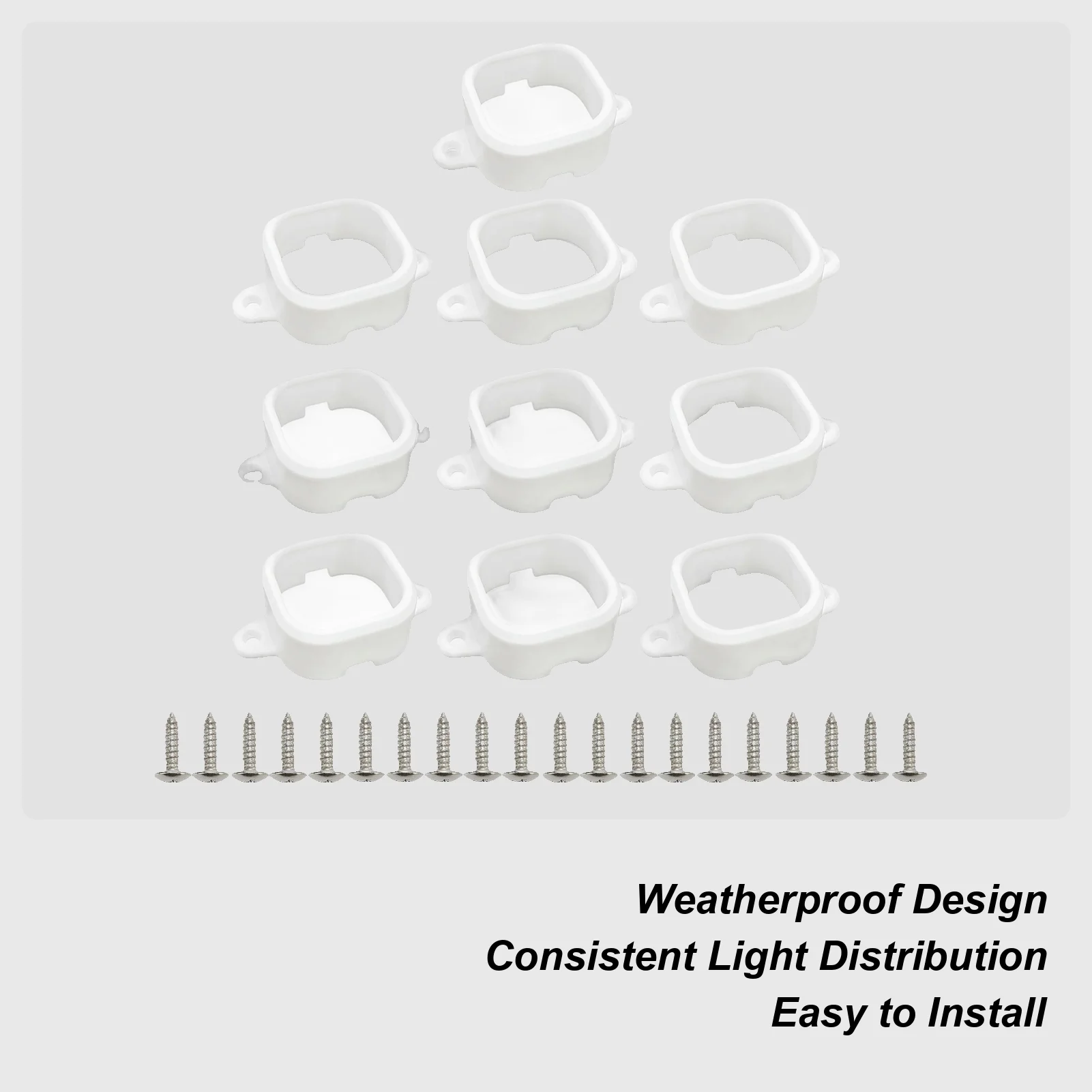 

LED Light Brackets 10 Pieces Wall Light Bracket with 20 Screws Waterproof Fixing Clips for Driveway Deck Pathway Porch Garden