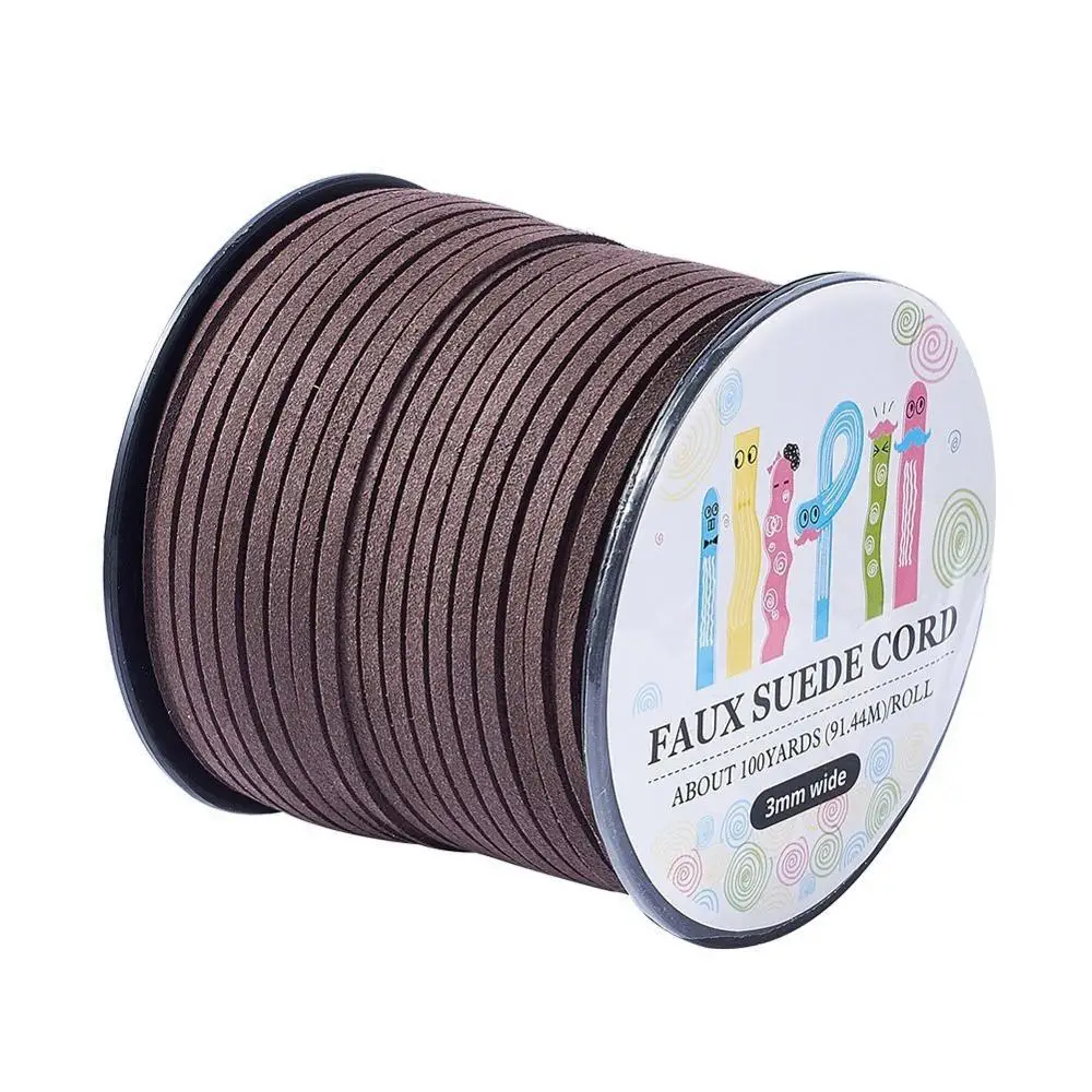 

Pandahall 98Yard 90m/roll 3x1.4mm Faux Suede Cord String Leather Lace Beading Thread Suede Lace Double Sided with Roll Spool