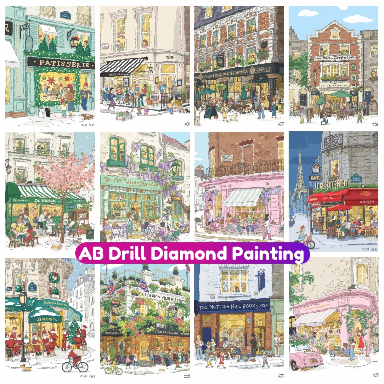 

5D DIY Full Square Round AB Diamond Painting Streetscape Christmas Cross Stitch Kit Mosaic Embroidery Rhinestone Home Decor Gift