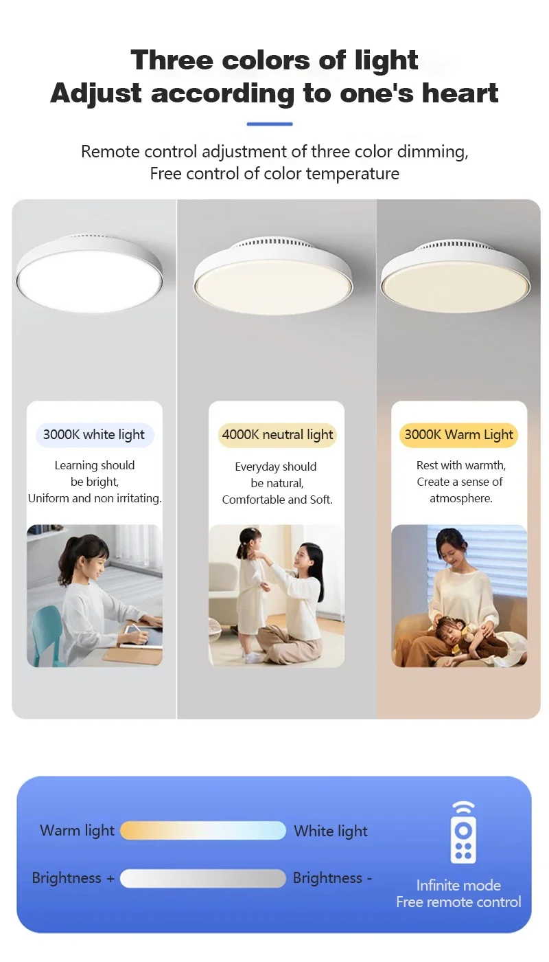 LED Ceiling Fan Lamp with Modern Bladeless Design Quiet Strong Wind Remote Control Adjustable Brightness Household Fan Light