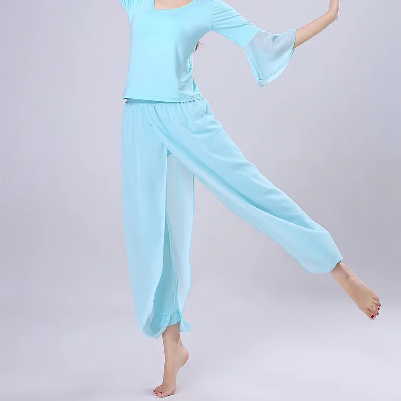 Spodnie do tańca latynoamerykańskiego z rozcięciem, szyfonowe spodnie do tańca nowoczesnego, do ćwiczeń tańca klasycznego, na występy sceniczne, do tańca brzucha i lirycznego.