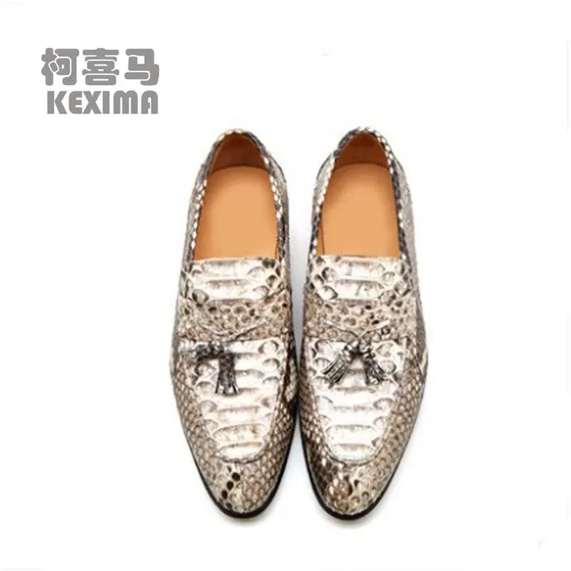 CWV men snake leather shoes manual  Python skin  men shoes  spring  fashion office  men leisure shoes