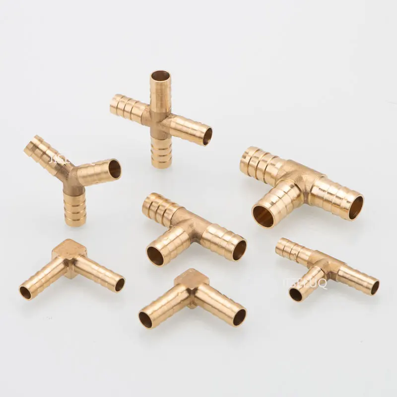 Tee T Tipo 3 Três Maneiras De Bronze Encaixe De Tubulação Conector Adaptador 4mm 5mm 6mm 8mm 10mm 12mm 16mm 19mm Mangueira Barb