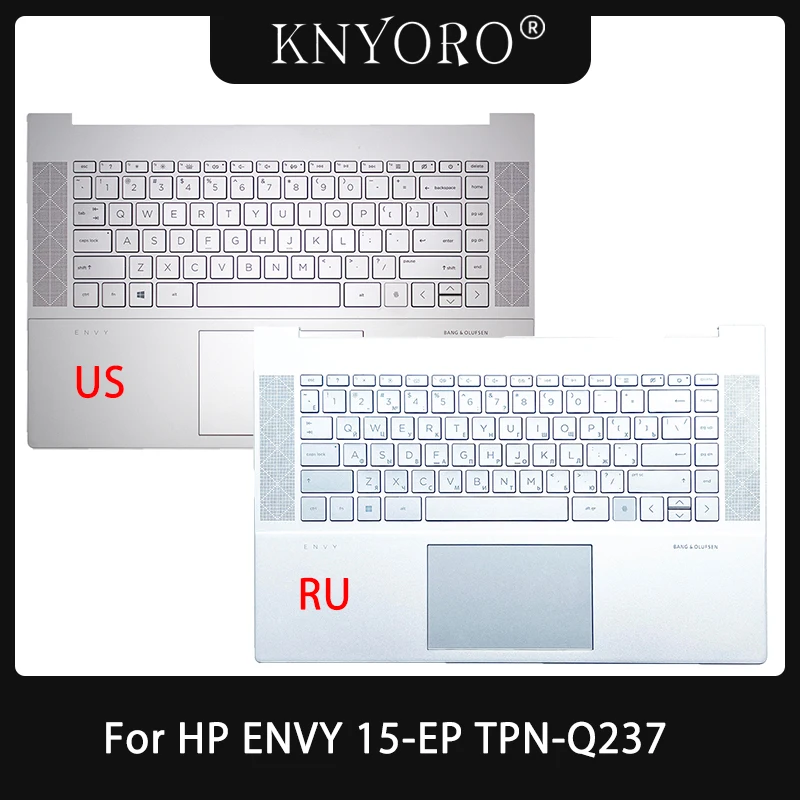 New Original US Russian Keyboard For HP ENVY 15-EP TPN-Q237 Laptop Palmrest Cover Silver L97409-001