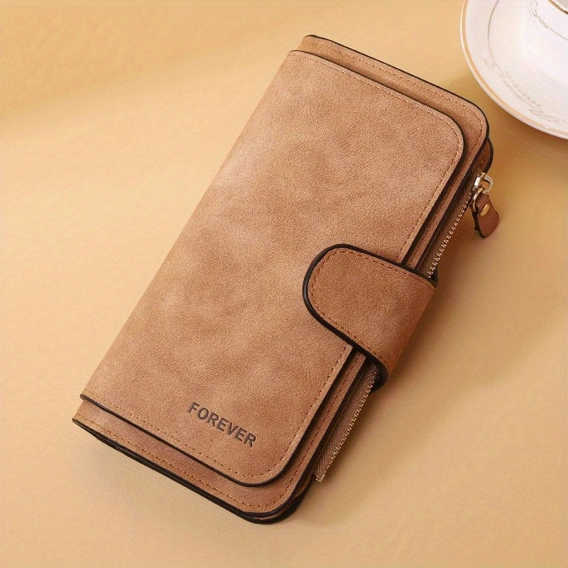 Women Wallet Frosted Leather Long Vintage Female Clutch Bag Credit Card Holder Ladies Zip Purse Phone Bag Money Clip