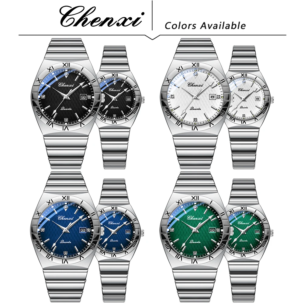 CHENXI Fashion Business Couple Watches Luminous Calendar Display Waterproof Quartz Watch For Men Women Gifts