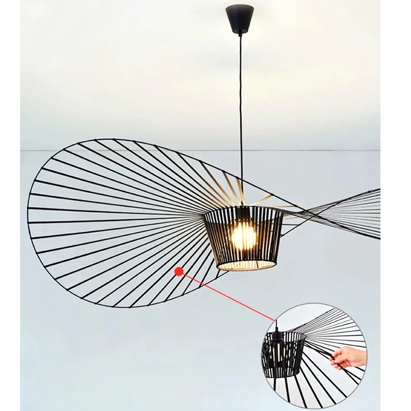 Vintage Hat Chandelier Rattan LED Hanging Light Kitchen Kitchen Kitchen Hanging Light Ceiling Decorative Lighting Fixtures