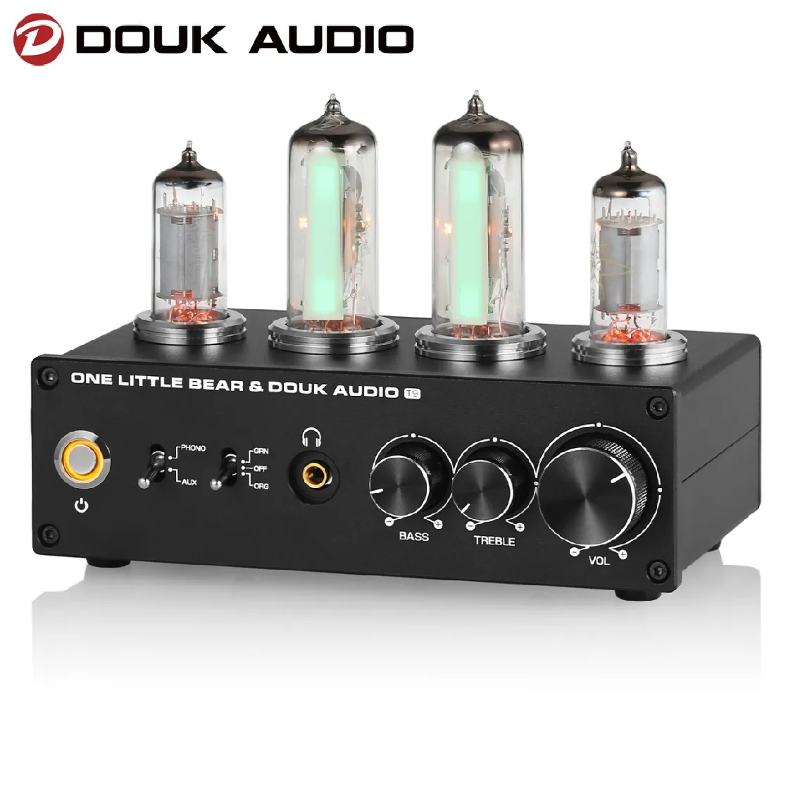 Douk Audio T9 Mini 6E2 MM/MC Phono Stage Turntable Preamp HiFi Stereo Audio Vacuum Tube Preamplifier Dekstop Headphone Amp