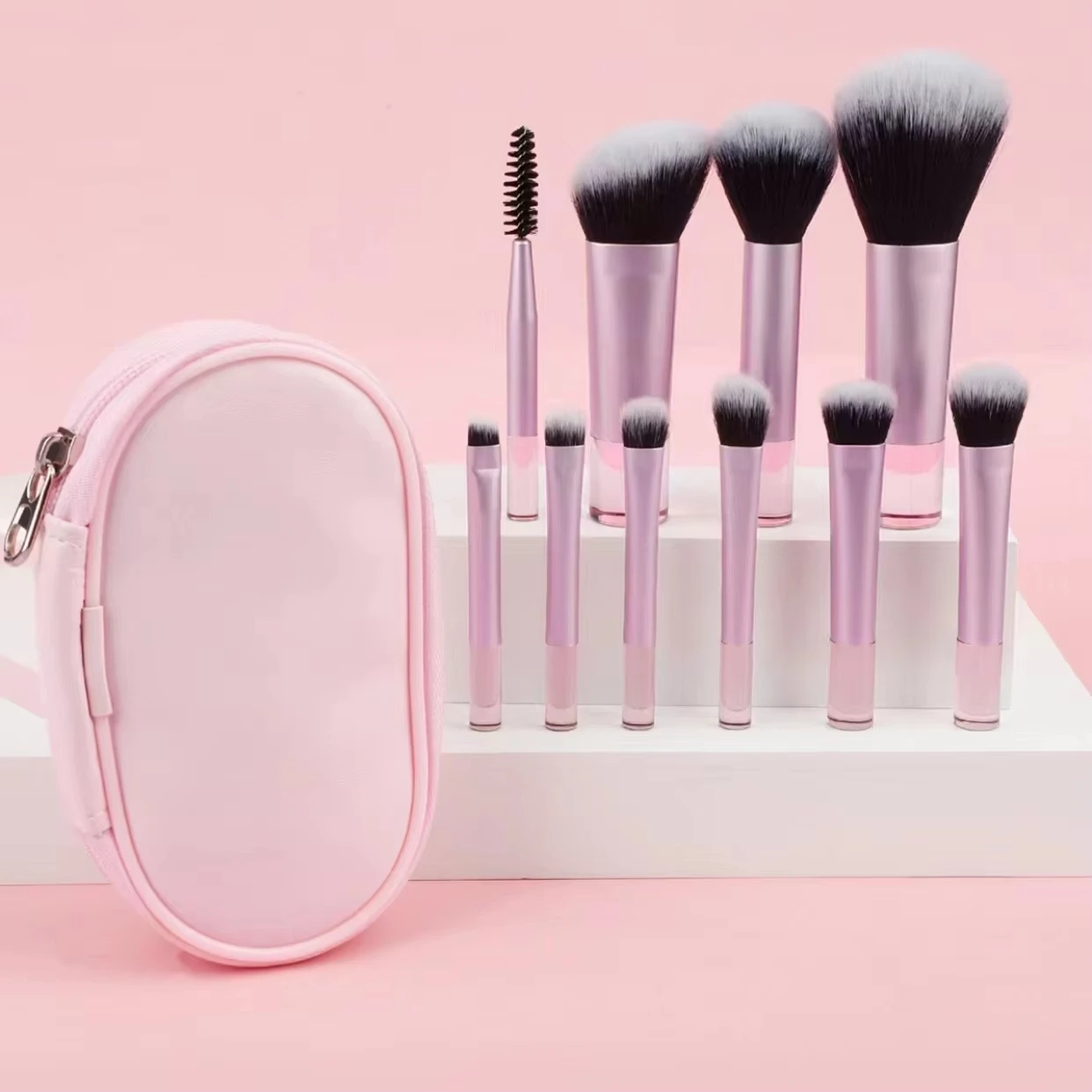 Face 10-Piece Mini Makeup Brush Set Portable Travel Size Makeup Brush Available in Multiple Colors