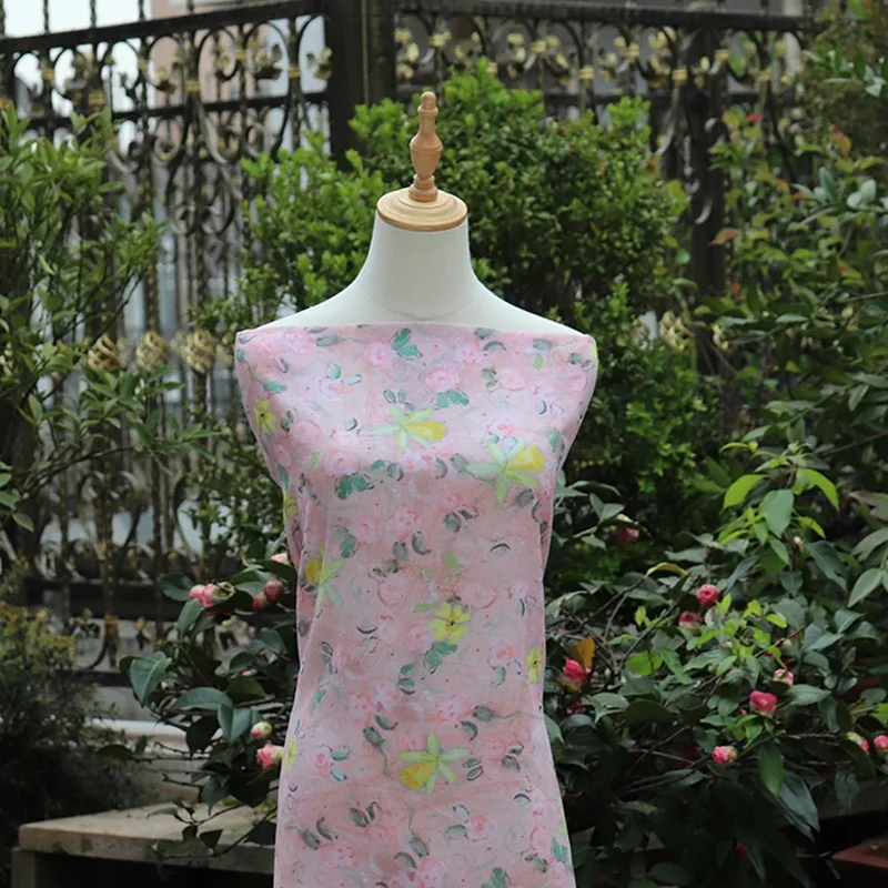 

Винтажная ткань из рами и хлопка, натуральное волокно, ретро-принт для пошива платьев, брюк, топов, повседневной летней одежды 2026