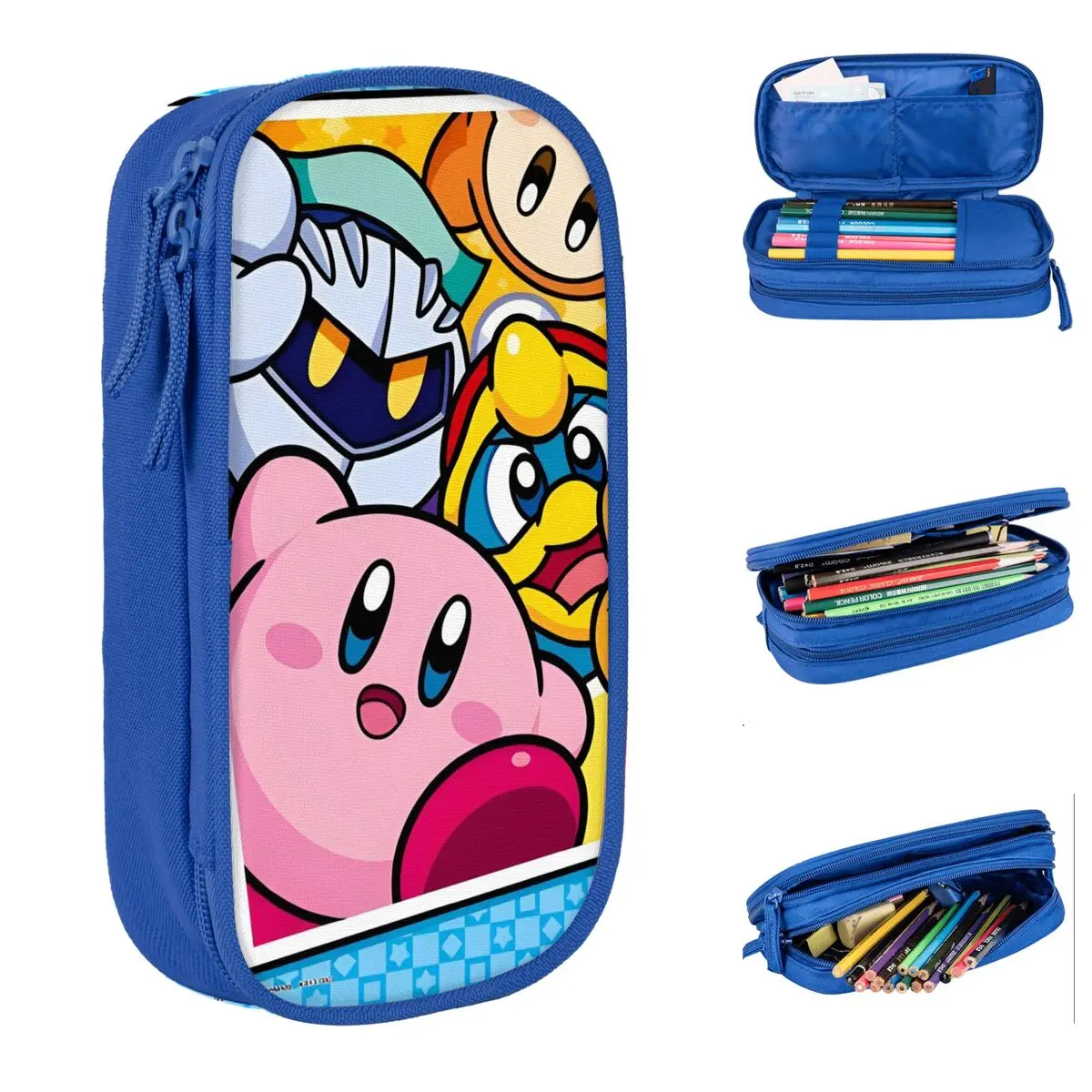 Kirbys Kawaii Cartoon Pencil Case Games Pen Box Pencil Bags Girl Boy Large Storage Students School Zipper Pencilcases