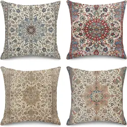Mandala Pattern Brown Throw Pillowcase Home Decoration Pillow Cover Outdoor Cushion Sofa Cushion Cover Decoration