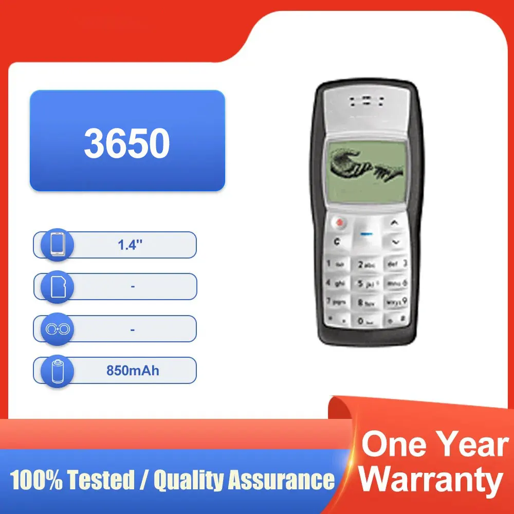 هاتف محمول أصلي غير مقفول 1100 بشريحة واحدة GSM 900/1800 850mAh لوحة مفاتيح أوروبية وأسيوية أكبر مصنوعة في فنلندا #1