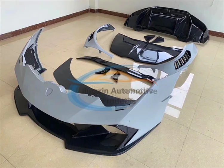 Suitable for Lamborghini Huracan LP580 LP610 modified semi-carbon fiber V-style body kit front bumper rear bumper wing hood