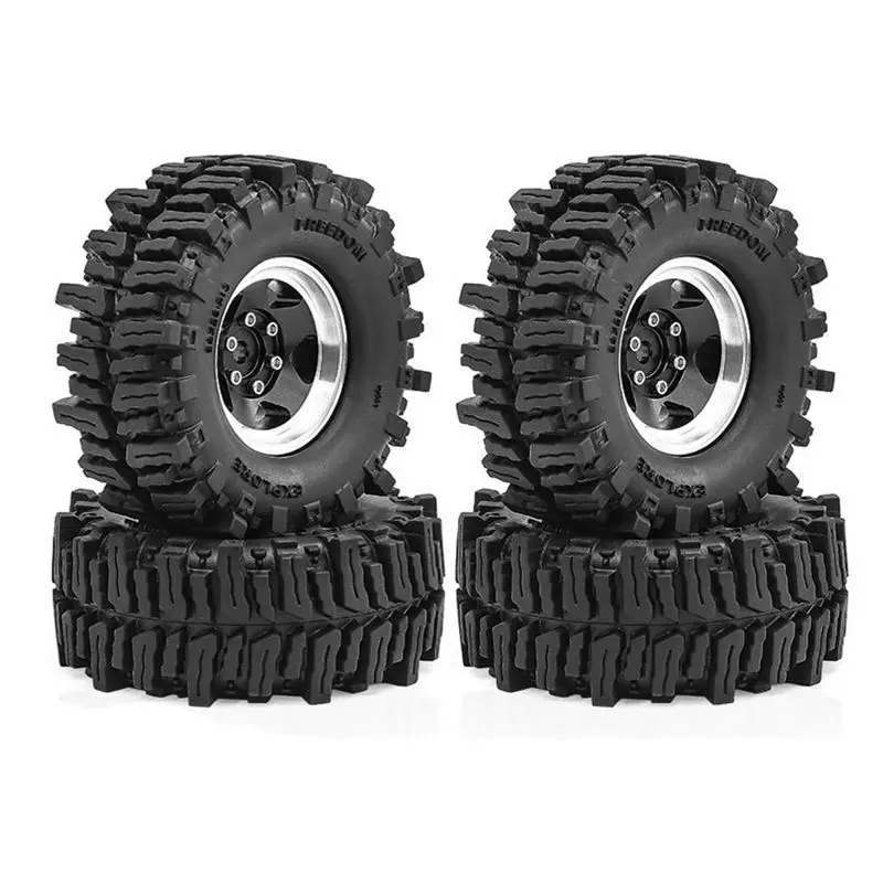 ABUM-1.3Inch Beadlock Wheels And Tires For RC Crawler Car 1/18 TRX4M SCX24 FMS Ascent-18 RC Truck Wheels And Tires