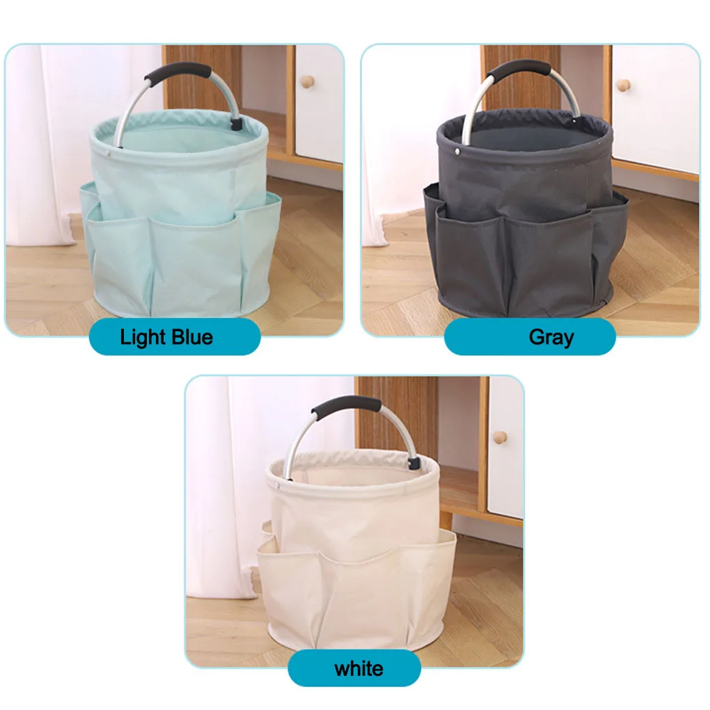 سلة غسيل قابلة للطي من قماش أكسفورد، سلة غسيل للتنظيف في الهواء الطلق مع حقيبة تنظيف بمقبض