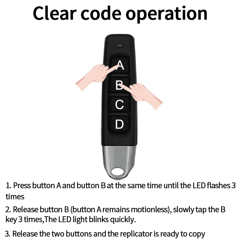 433MHZ Garage Door Opener Remote Control Duplicator Clone Cloning Code Car Key Universal Transmitter for Automatic Gates